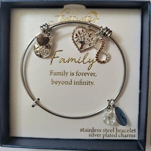 Family is Forever Beyond Infinity Stainless Steel Bracelet with Charms